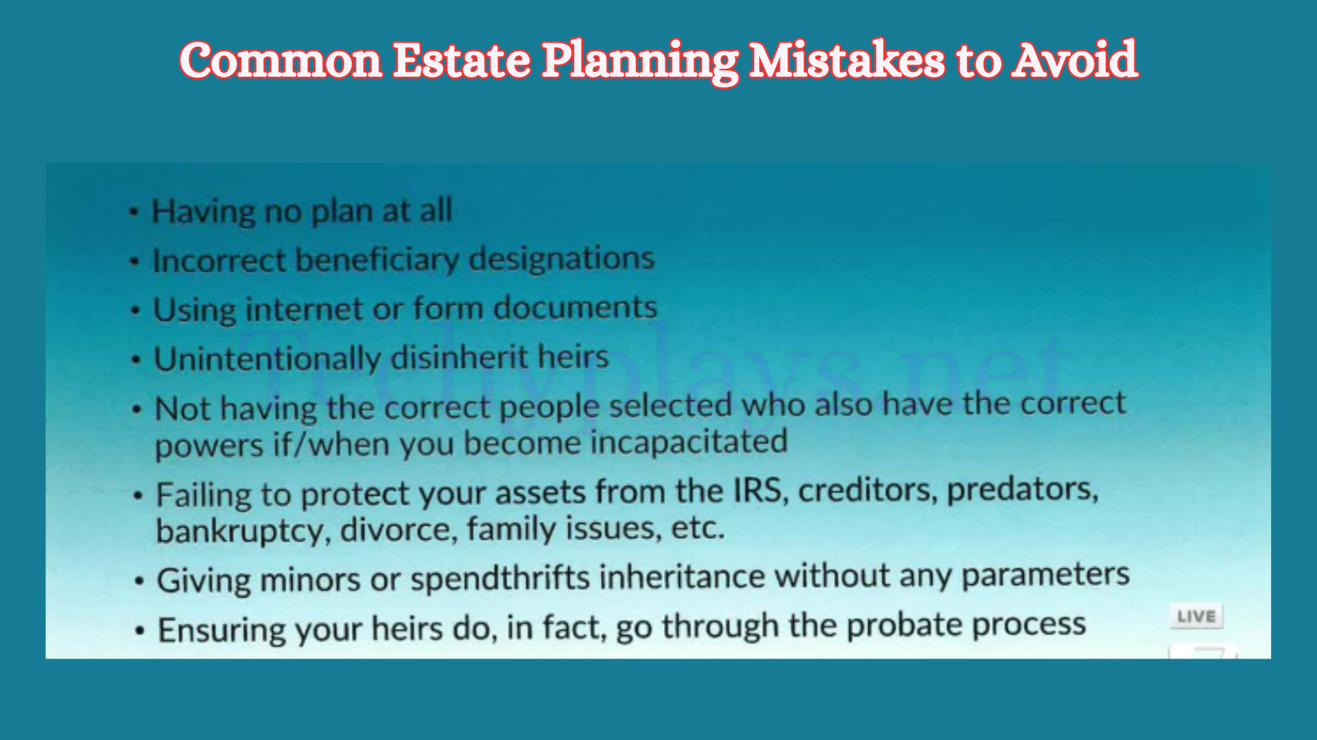 Common Estate Planning Mistakes to Avoid
